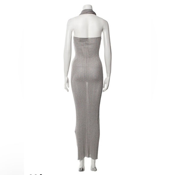 Aya Muse Caspi Halter Sheer Dress In Fog Grey NWT - Picture 5 of 11